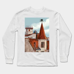 Wine drinking on the roof Long Sleeve T-Shirt